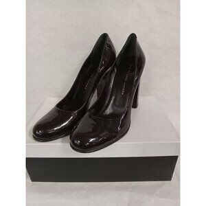 Marc by Marc Jacobs Round Toe Black Patent Leather Pumps With Chunky Heel 664998